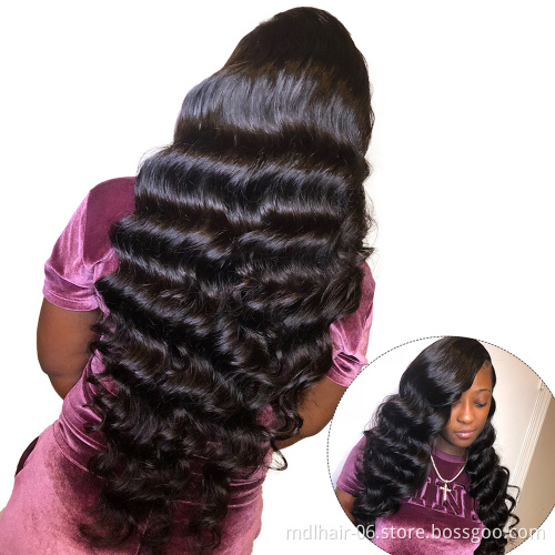 Loose Deep Wave Lace Front Human Hair Wigs Women 4*4 Lace Closure Wig for Black Wholesale Indian Pre Plucked Natural Swiss Lace